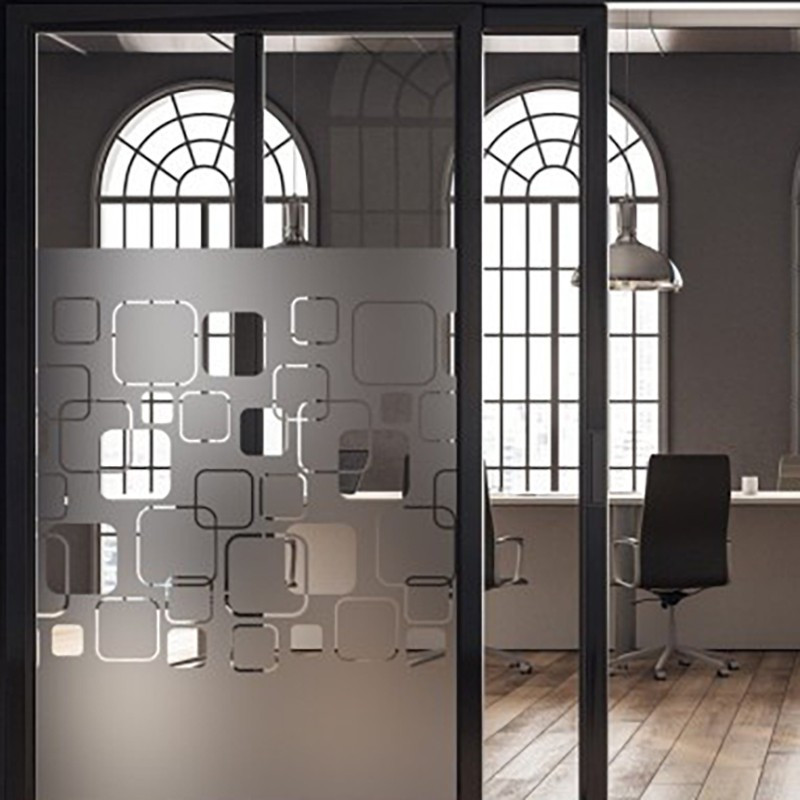 Film dépoli motif carrés design