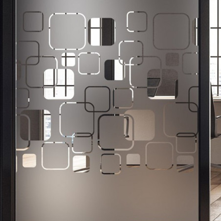 Film dépoli motif carrés design fenêtre