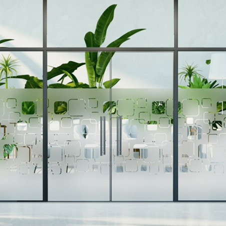 Film dépoli motif carrés design posé