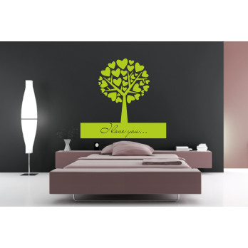 Sticker mural decoration arbre a coeur
