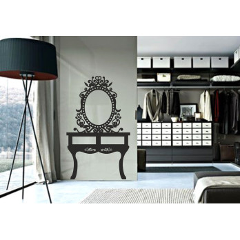 Sticker mural vinyl coiffeuse vintage