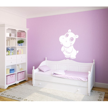 Sticker mural adhésif bébé hippo