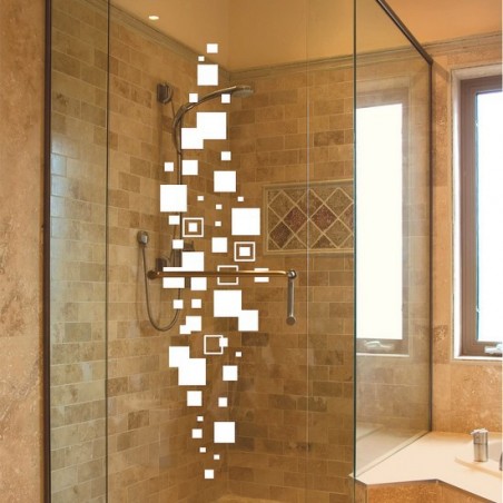 Sticker salle de bain, les carrés
