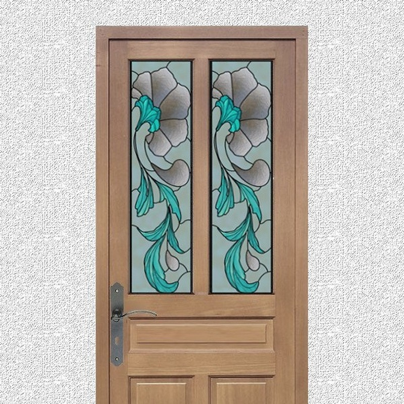 Faux vitrail autocollant, fleurs design 2