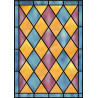 Film vitrail pour vitre, jacquard rose et bleu