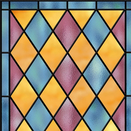 Film vitrail pour vitre, jacquard rose et bleu