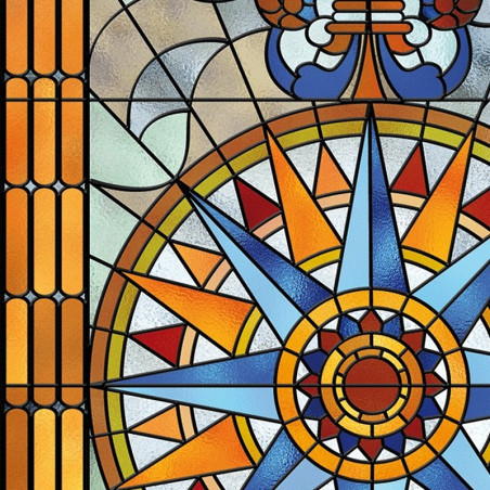 Vitrail coloré, rose des vents