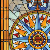 Vitrail coloré, rose des vents