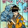 Fenetre vitrail, geisha