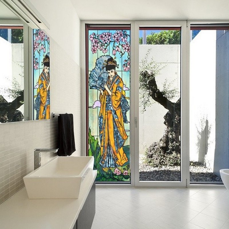 Fenetre vitrail, geisha