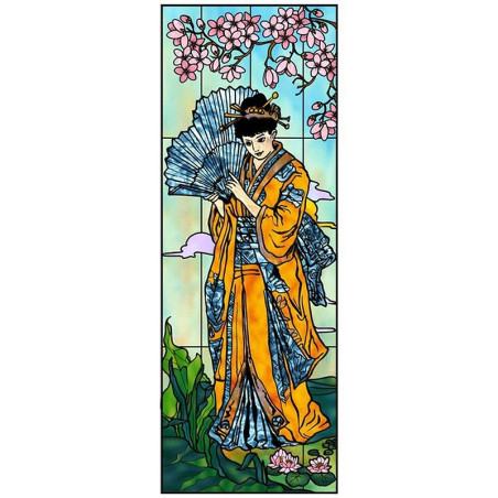 Fenetre vitrail, geisha